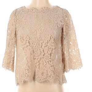 Joie Lace Button Back 3/4 Sleeve Top Blush Pink Sz Medium